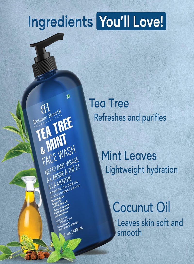 Botanic Hearth Tea Tree Face Wash with Mint - Hydrating Liquid Face Soap with Pure Tea Tree Oil - for Women and Men- 16 fl oz - Image 1